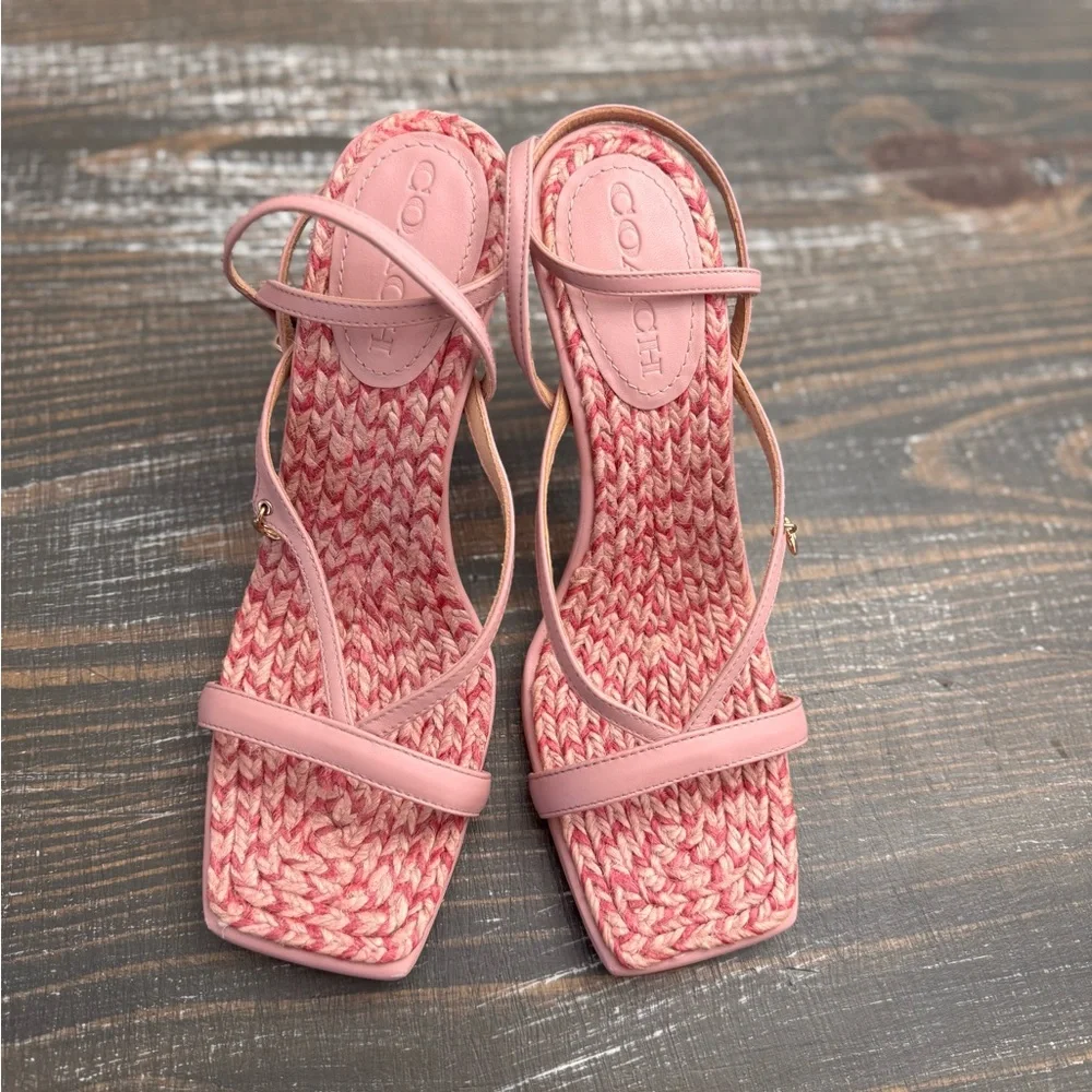 Coach Sandals Kaia Carnation Jute Heels- never worn - Picture 1 of 7